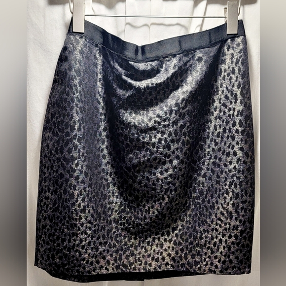 Ann Taylor Metallic Leapard Mini Pencil Skirt - Picture 5 of 14